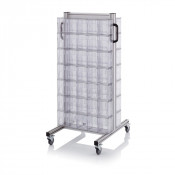 Chariot pour bacs basculants transparents – Dimensions 69 x 68 x 134 cm – Double face – avec 14 modu