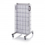 Chariot pour bacs basculants transparents – Dimensions 69 x 68 x 134 cm – Double face – avec 14 modu