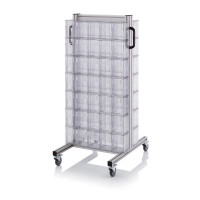 Chariot pour bacs basculants transparents – Dimensions 69 x 68 x 134 cm – Double face – avec 14 modu Chariot pour bacs basculants transparents – Dimensions 69 x 68 x 134 cm – Double face – avec 14 modu