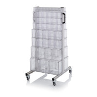 Chariot pour bacs basculants transparents – Dimensions 69 x 68 x 134 cm – Double face – avec 16 modu