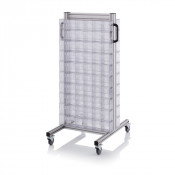 Chariot pour bacs basculants transparents – Dimensions 69 x 68 x 134 cm – Double face – avec 20 modu
