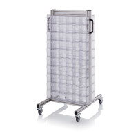 Chariot pour bacs basculants transparents – Dimensions 69 x 68 x 134 cm – Double face – avec 20 modu