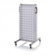 Chariot pour bacs basculants transparents – Dimensions 69 x 68 x 134 cm – Double face – avec 30 modu