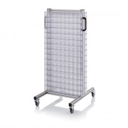 Chariot pour bacs basculants transparents – Dimensions 69 x 68 x 134 cm – Double face – avec 30 modu
