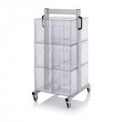 Chariot pour bacs basculants transparents – Dimensions 69 x 68 x 134 cm – Double face – avec 6 modul