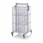 Chariot pour bacs basculants transparents – Dimensions 69 x 68 x 134 cm – Double face – avec 6 modul