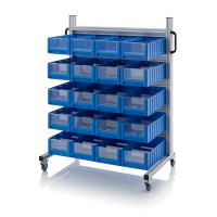 Chariot pour bacs de stockage et blocs tiroirs – Dimensions 112 x 65 x 135 cm – avec 20 blocs tiroir
