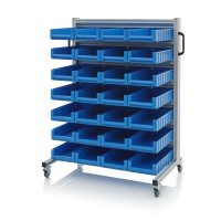 Chariot pour bacs de stockage et blocs tiroirs – Dimensions 112 x 65 x 135 cm – avec 28 blocs tiroir