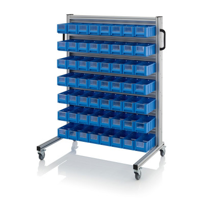 Chariot pour bacs de stockage et blocs tiroirs – Dimensions 112 x 65 x 135 cm – avec 56 blocs tiroir