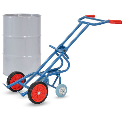 Diable à Fûts - Fûts Acier - 200l - avec Roues d'appui - Roues Caoutchouc - 300kg
