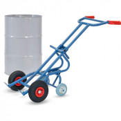 Diable à Fûts - Fûts Acier - 200l - avec Roues d'appui - Roues Pneumatique - 300kg