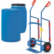Diable à Fûts - Fûts Plastiques - 220l - avec Sangle - Roues Pneumatique - 250kg