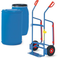 Diable à Fûts - Fûts Plastiques - 220l - avec Sangle - Roues Pneumatique - 250kg