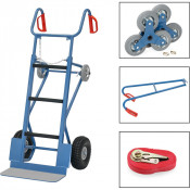 Diable pour Appareils Lourds - Spécial Escalier avec Sangle avec Brancard - Pelle 550x190mm - Roues 