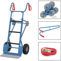 Diable pour Appareils Lourds - Spécial Escalier avec Sangle avec Brancard - Pelle 550x190mm - Roues 