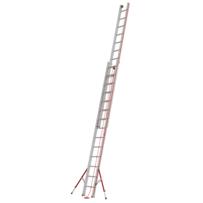 Echelle alu coulissante à corde 2 plans à sabots articulés