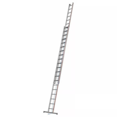 Echelle alu coulissante à corde 3 plans sabots articulés