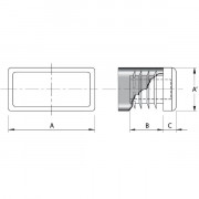 Embout plastique blanc rectangulaire intérieur cannelé