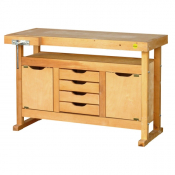 Etabli en bois avec 4 tiroirs et 2 caissons