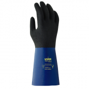 Gants Produits Chimiques Noir et Bleu - Caoutchouc Nitrile - Coton - Xtra Grip - UVEX Rubiflex S XG3