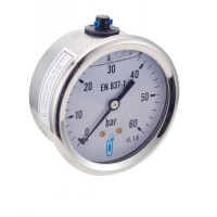 Manomètre à bain de glycérine inox - Raccord laiton axial Manomètre à bain de glycérine inox - Raccord laiton axial