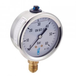 Manomètre à bain de glycérine inox raccord laiton mâle BSPP