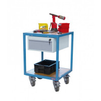 Servante d'Atelier 2 Plateaux en Bois - 600x600mm - 400kg Servante d'Atelier 2 Plateaux en Bois - 600x600mm - 400kg