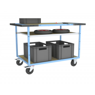 Servante D'atelier 3 Plateaux en Bois - 1200x800mm - 400kg