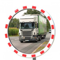 Miroir Routier Inox Rouge/Blanc – Sécurité Circulation – Haute Résistance Extérieure