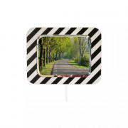 Miroir routier réglementaire avec cadre en bois
