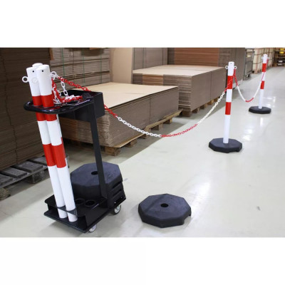 Chariot de Balisage Industriel – Délimitation Mobile – Kit Complet Poteaux et Chaînes