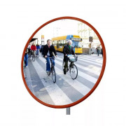 Miroir de Surveillance Extérieur Rond – Sécurité Angles Morts – Cadre Rouge Haute Visibilité
