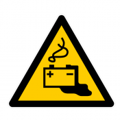 Panneau danger; charge de la batterie en cours
