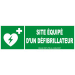 Panneau site équipé d'un défibrillateur