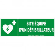 Panneau site équipé d'un défibrillateur