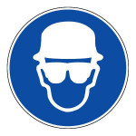 Panneau obligation de porter casque et lunettes