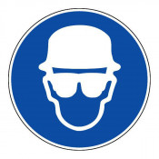 Panneau obligation de porter casque et lunettes