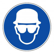 Panneau obligation de porter casque et lunettes