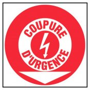 Panneau coupure d'urgence + flèche directionnelle