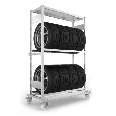 Chariot à pneus mobile - Stockage flexible galvanisé
