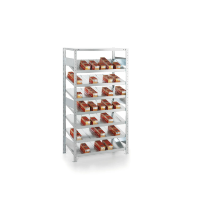 Rayonnage incliné avec séparateurs fil - Stockage modulable