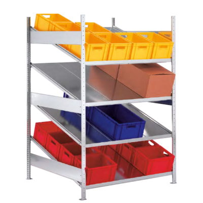 Rayonnage incliné FIFO - Stockage dynamique galvanisé