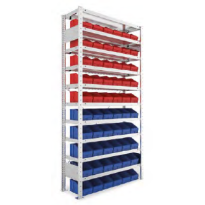 Rayonnage pour bacs à bec - Stockage modulable galvanisé