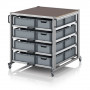Chariot porte-bac grand format Euro 120x100 – Hauteur 134,6 cm – avec 20 bacs euros et 4 tablettes