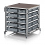 Chariot porte-bac grand format Euro 120x100 – Hauteur 134,6 cm – avec 25 bacs euros et 5 tablettes