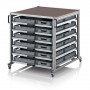 Chariot porte-bac grand format Euro 120x100 – Hauteur 134,6 cm – avec 30 bacs euros et 6 tablettes