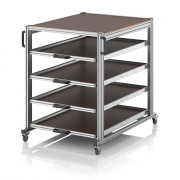 Chariot porte-bac grand format Euro 120x80 – Hauteur 134,6 cm – avec 4 tablettes