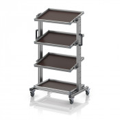 Chariot porte-bacs Euro 60x40 – Hauteur 134,6 cm – avec 4 tablettes inclinées