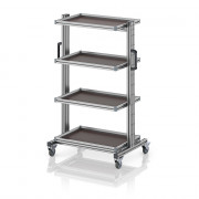 Chariot porte-bacs Euro 60x40 – Hauteur 134,6 cm – avec 4 tablettes