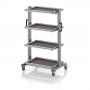 Chariot porte-bacs Euro 60x40 – Hauteur 134,6 cm – avec 4 tablettes